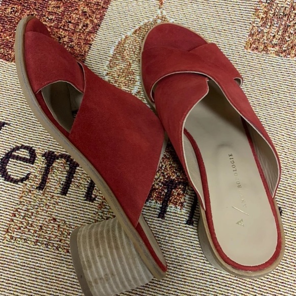 ANTHROPOLOGIE Red Criss-cross heeled sandals38/7,5 - Picture 3 of 12